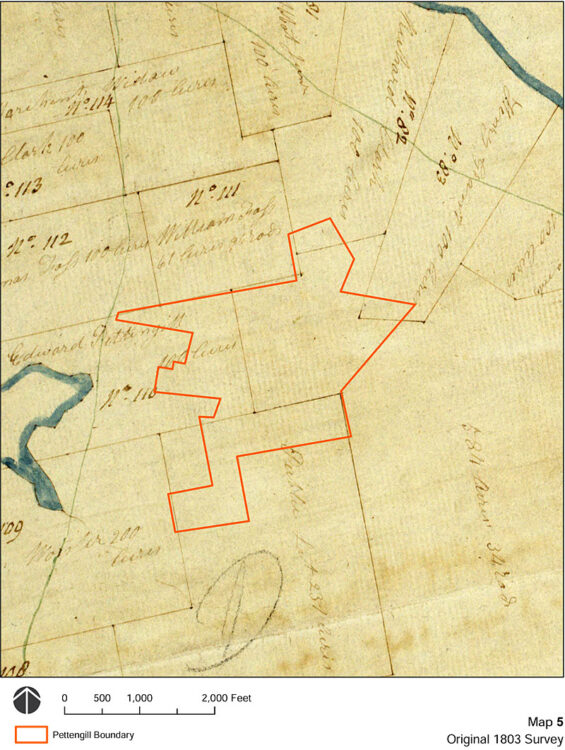 Pettengill Preserve Map 5 - 1803 settlement